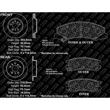 Max Brakes Elite XDS Rotors with Carbon Ceramic Pads KT177783-1 Front + Rear